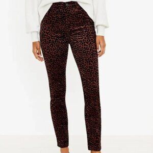 NWT Loft Leopard Print High Waist Skinny Velvet Soft Corduroy Pants